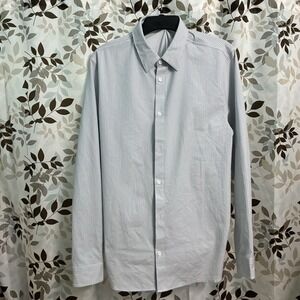 LULULEMON Men's New Venture Long Sleeve Shirt Large Blue White Nylon Polyester